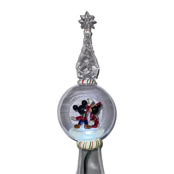 Rare Walt Disney Store Mickey Minnie 11" Lighted Clear Glass Tree Topper HTF - Picture 3 of 11